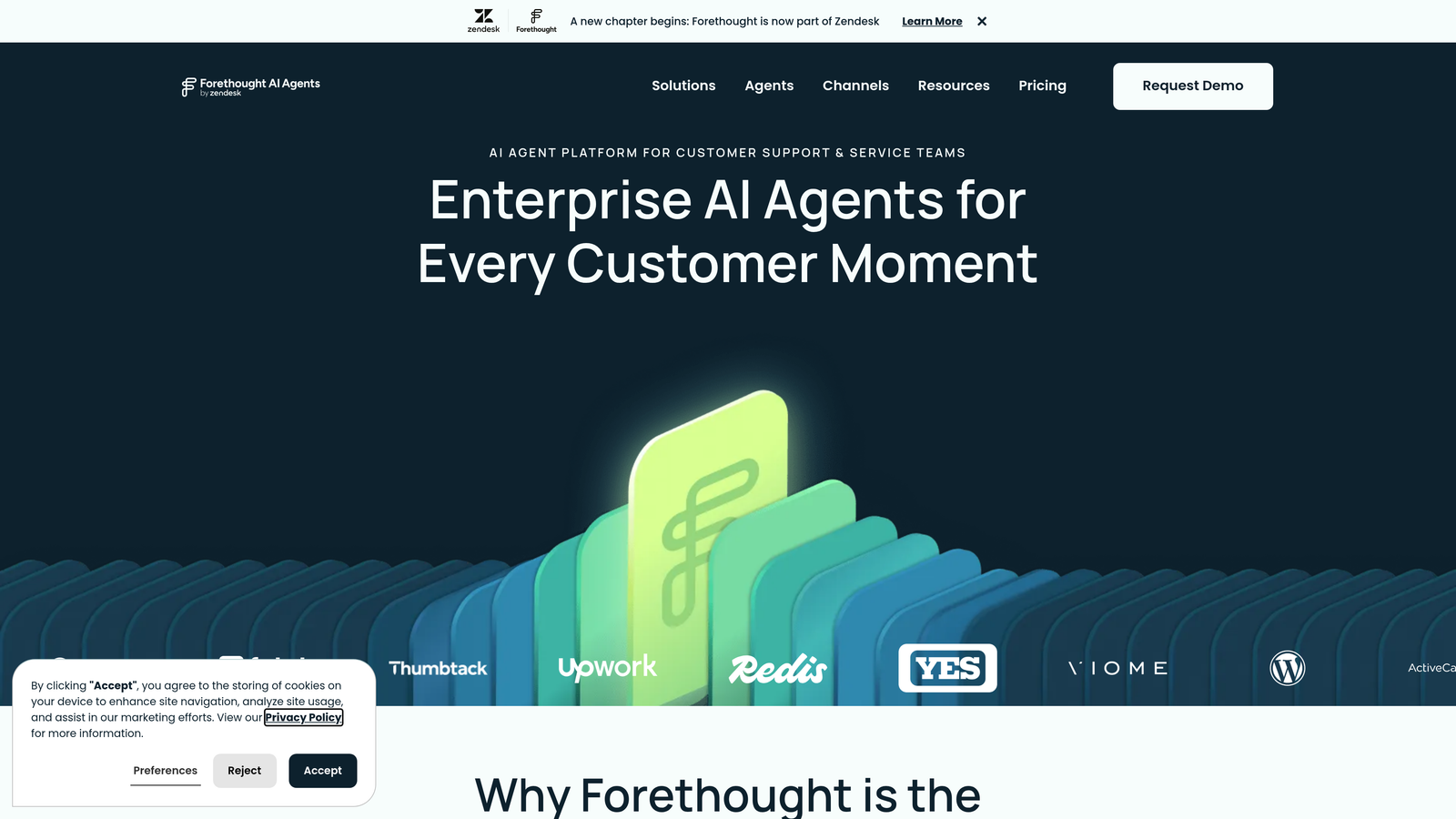 Screenshot of Forethought website