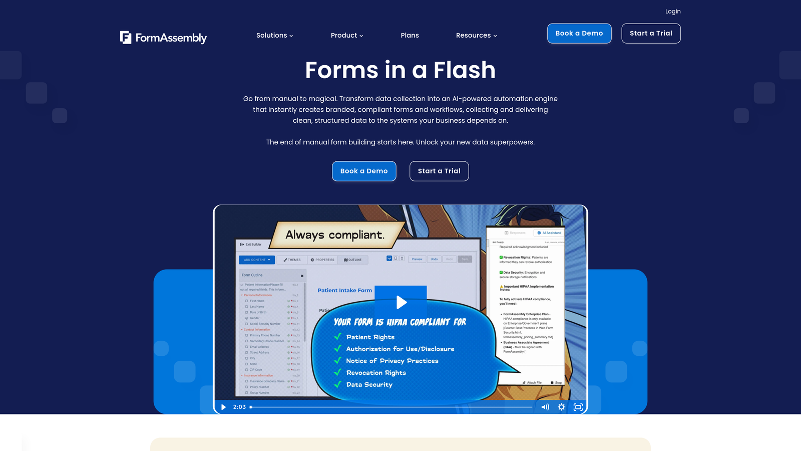 Screenshot of FormAssembly website