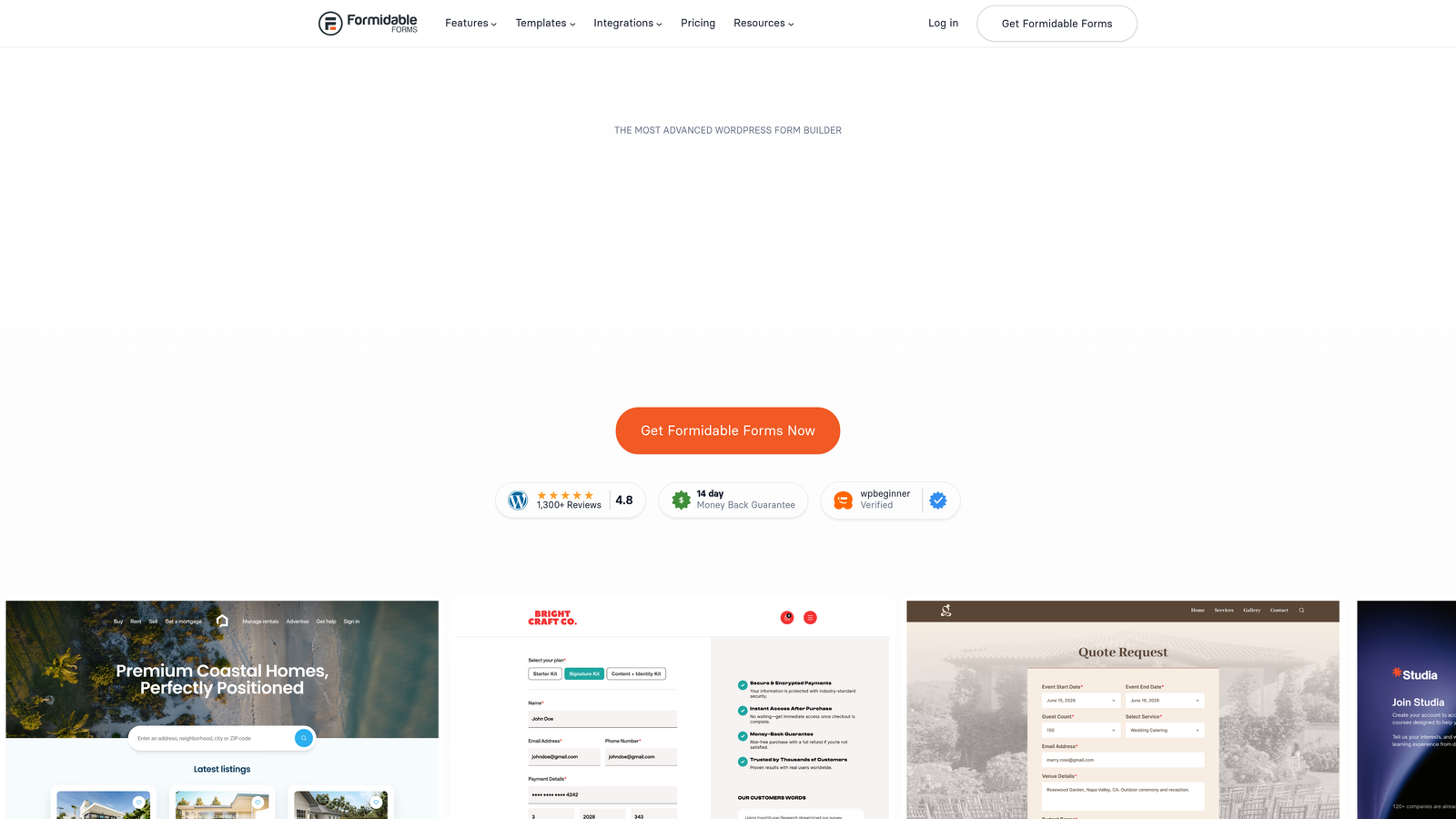 Screenshot of Formidable Forms website
