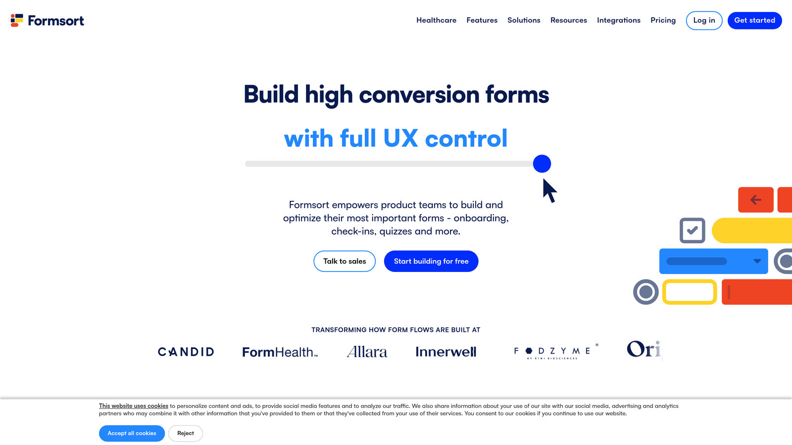 Screenshot of Formsort website