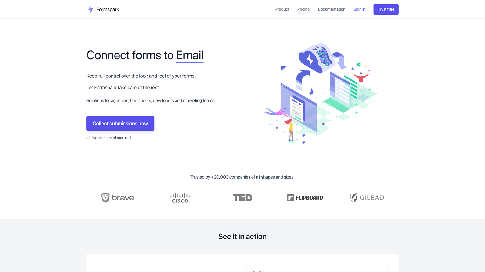 Screenshot of Formspark website