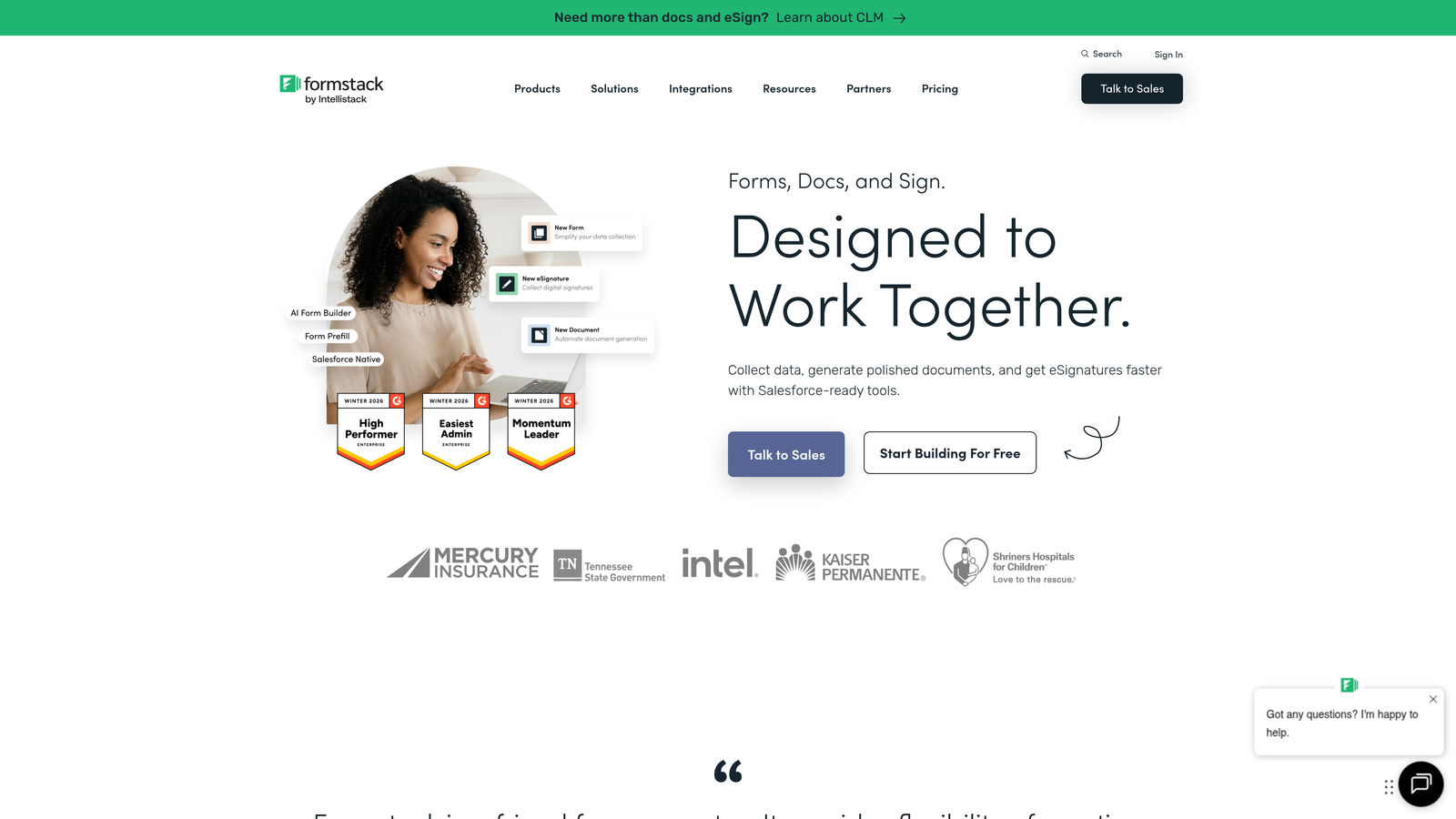 Screenshot of Formstack website