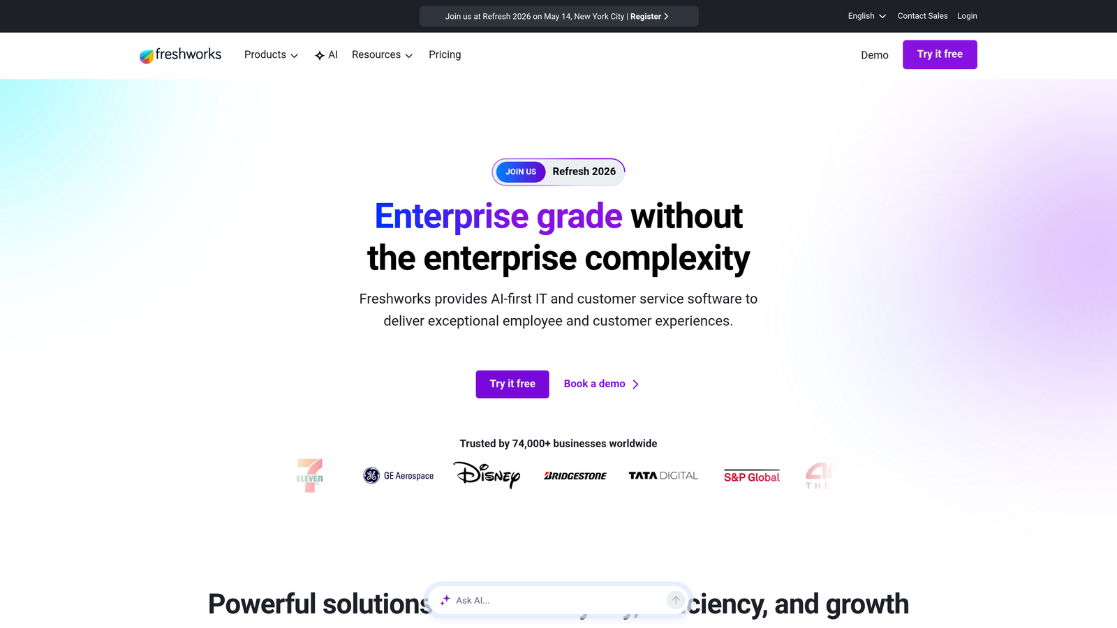 Screenshot of Freshdesk Freddy AI website