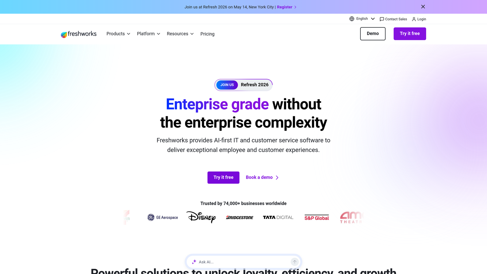 Screenshot of Freshdesk Messaging (Freshchat) website