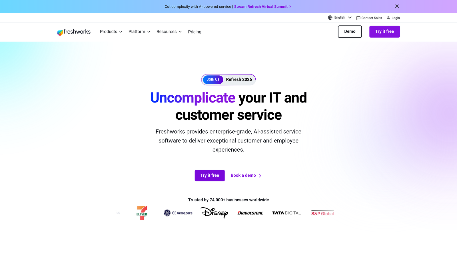 Screenshot of Freshsales website