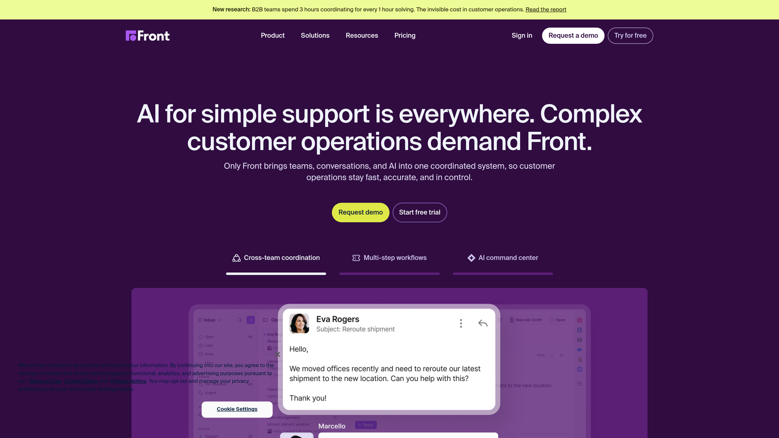 Screenshot of Front website