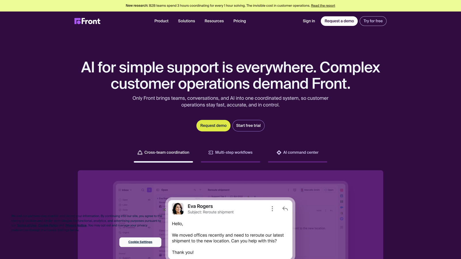 Screenshot of Front website