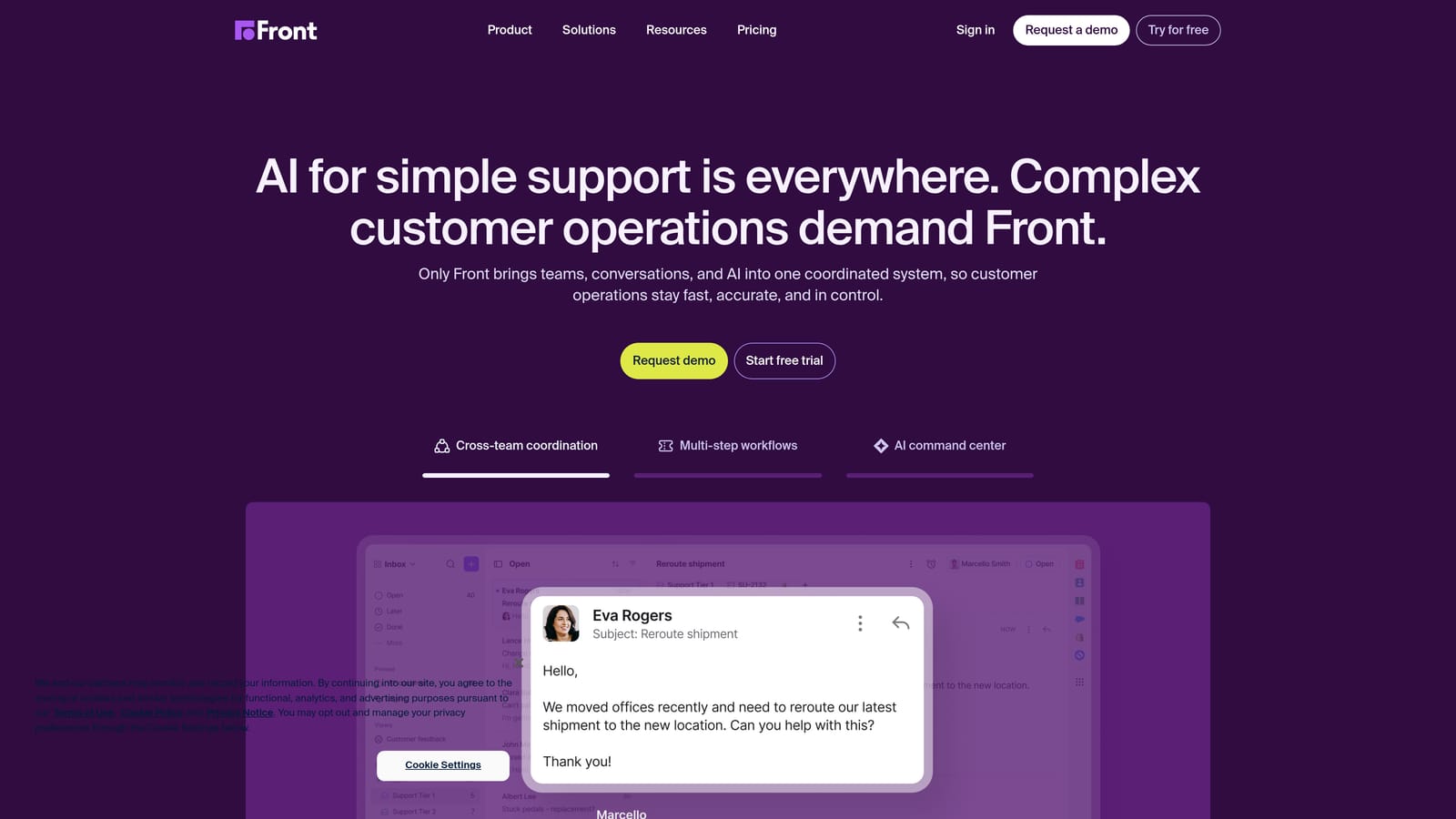 Screenshot of Front website