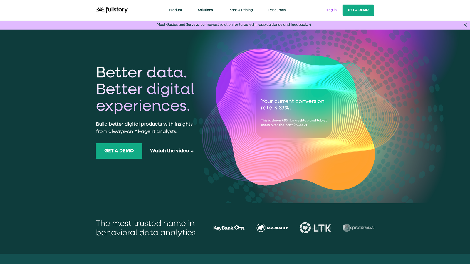 Screenshot of FullStory website