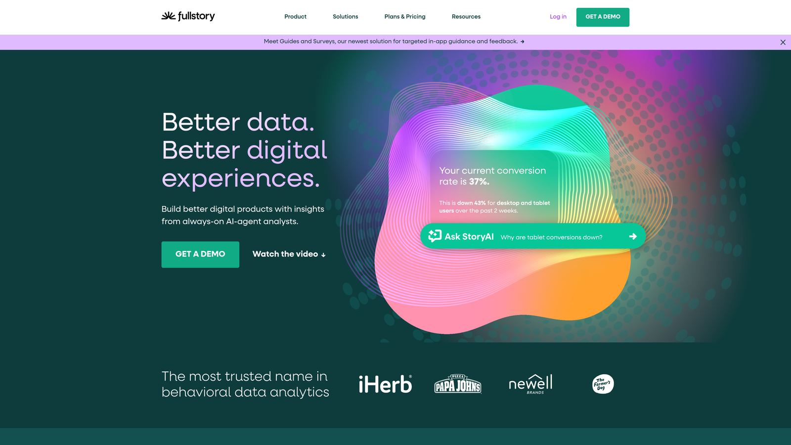 Screenshot of FullStory website