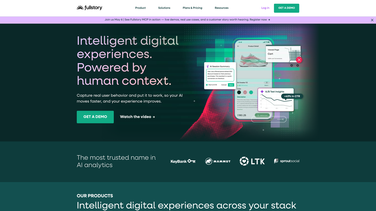 Screenshot of FullStory website