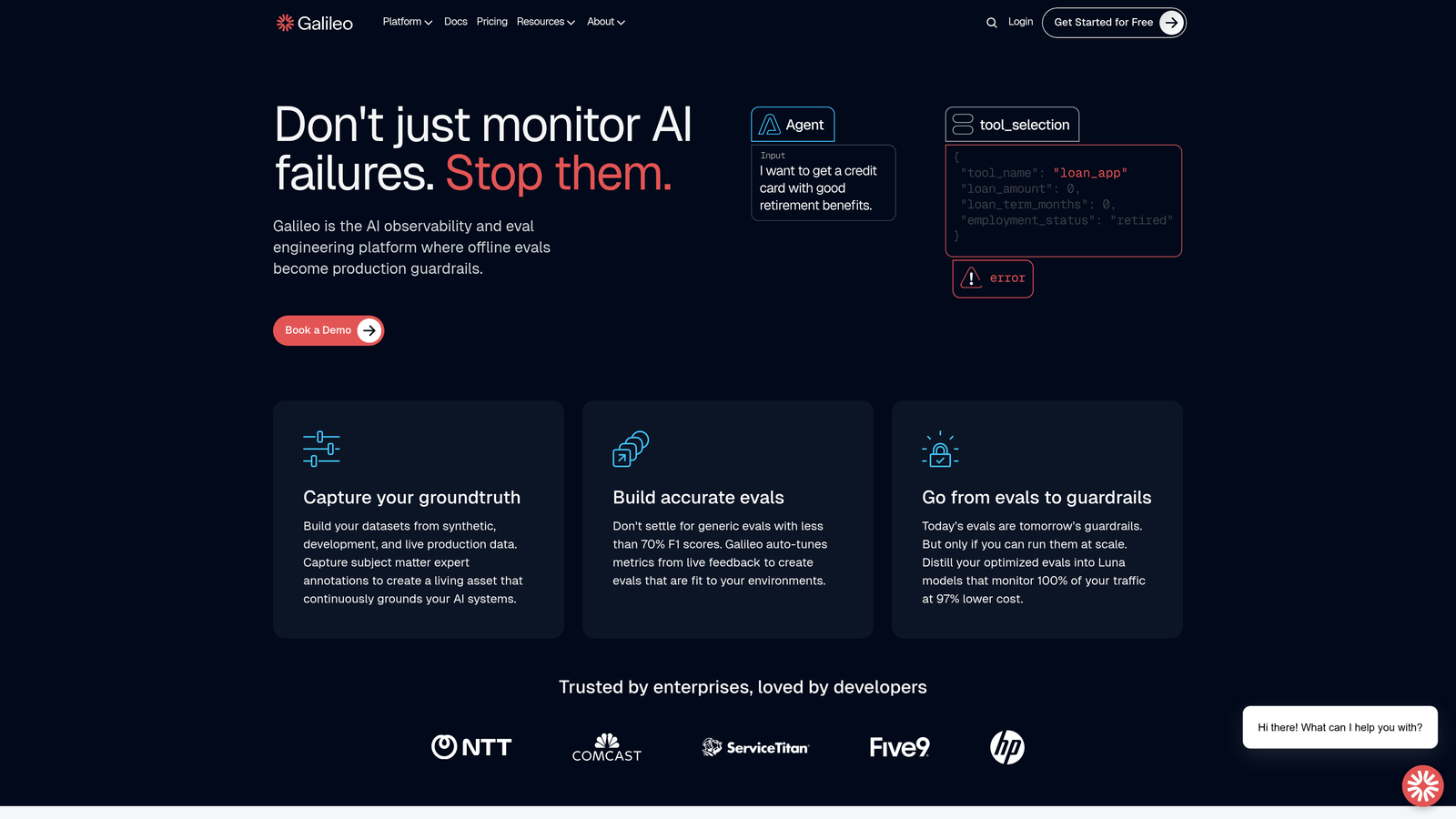 Screenshot of Galileo website