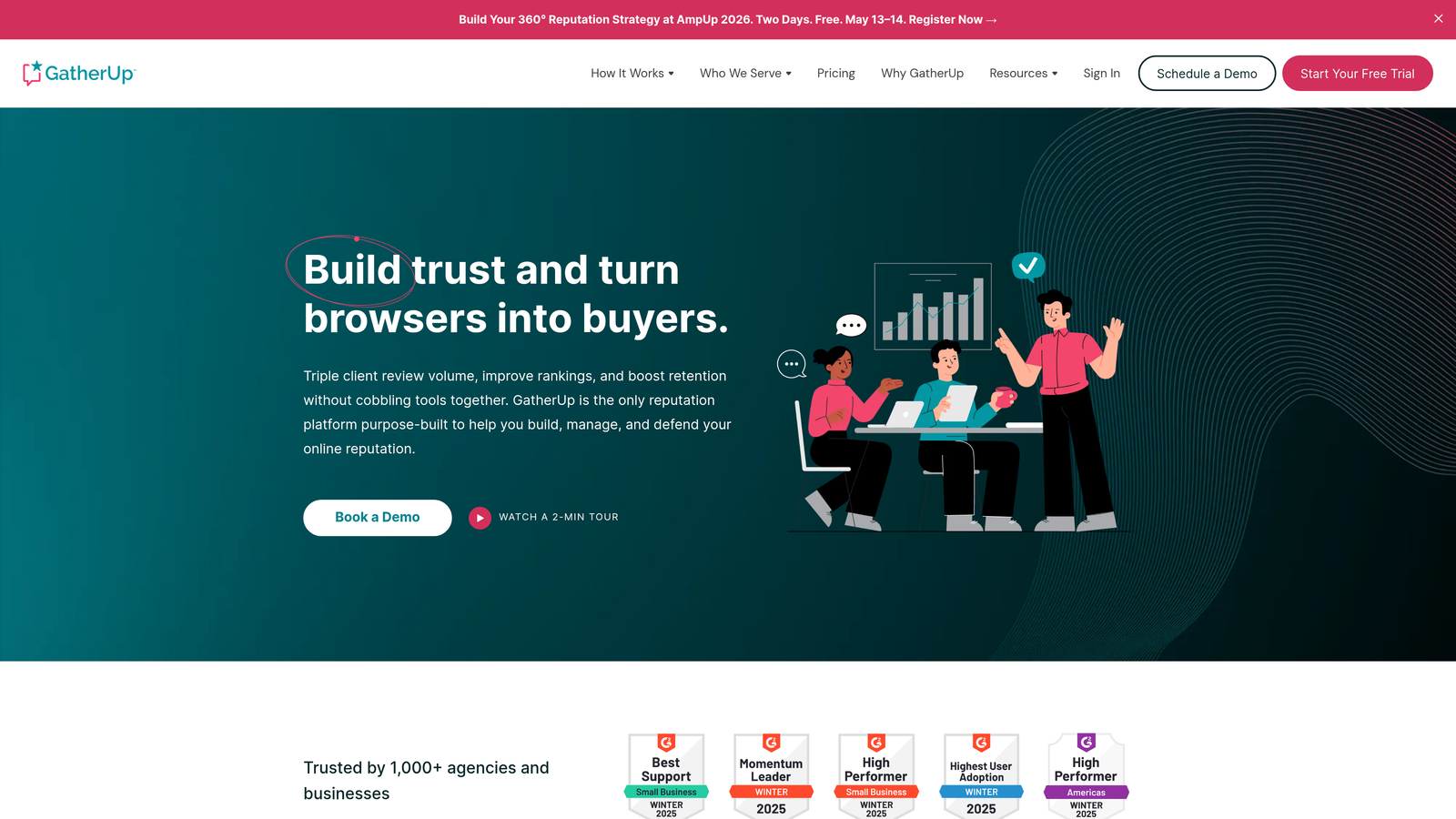 Screenshot of GatherUp website