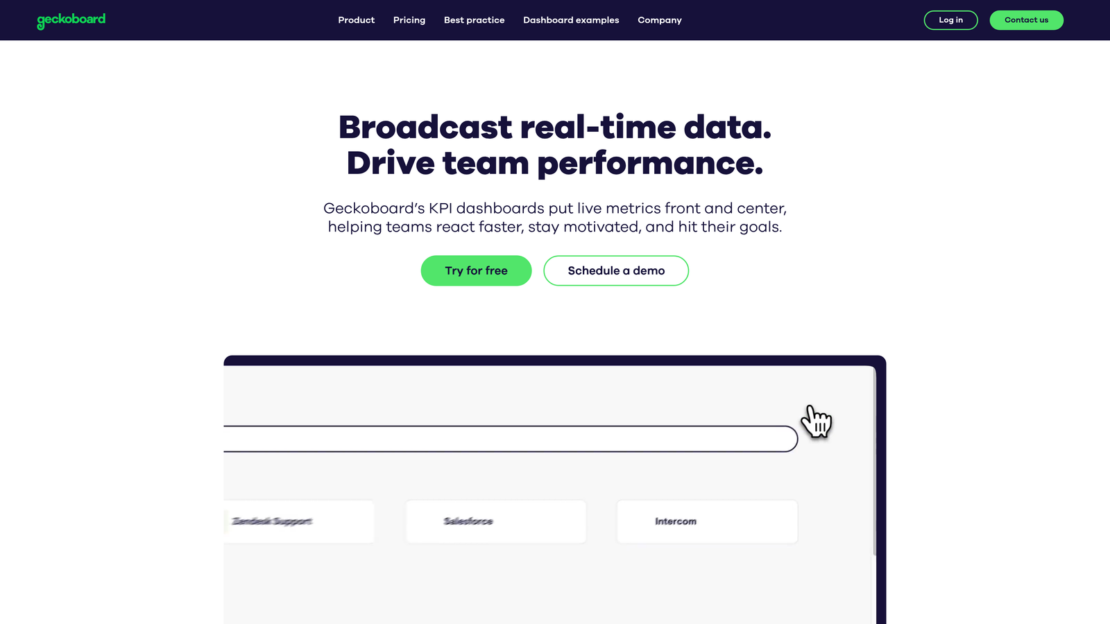 Screenshot of Geckoboard website