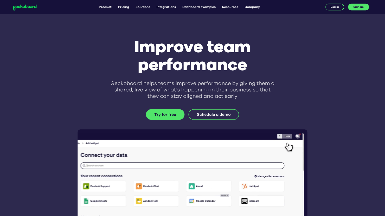 Screenshot of Geckoboard website