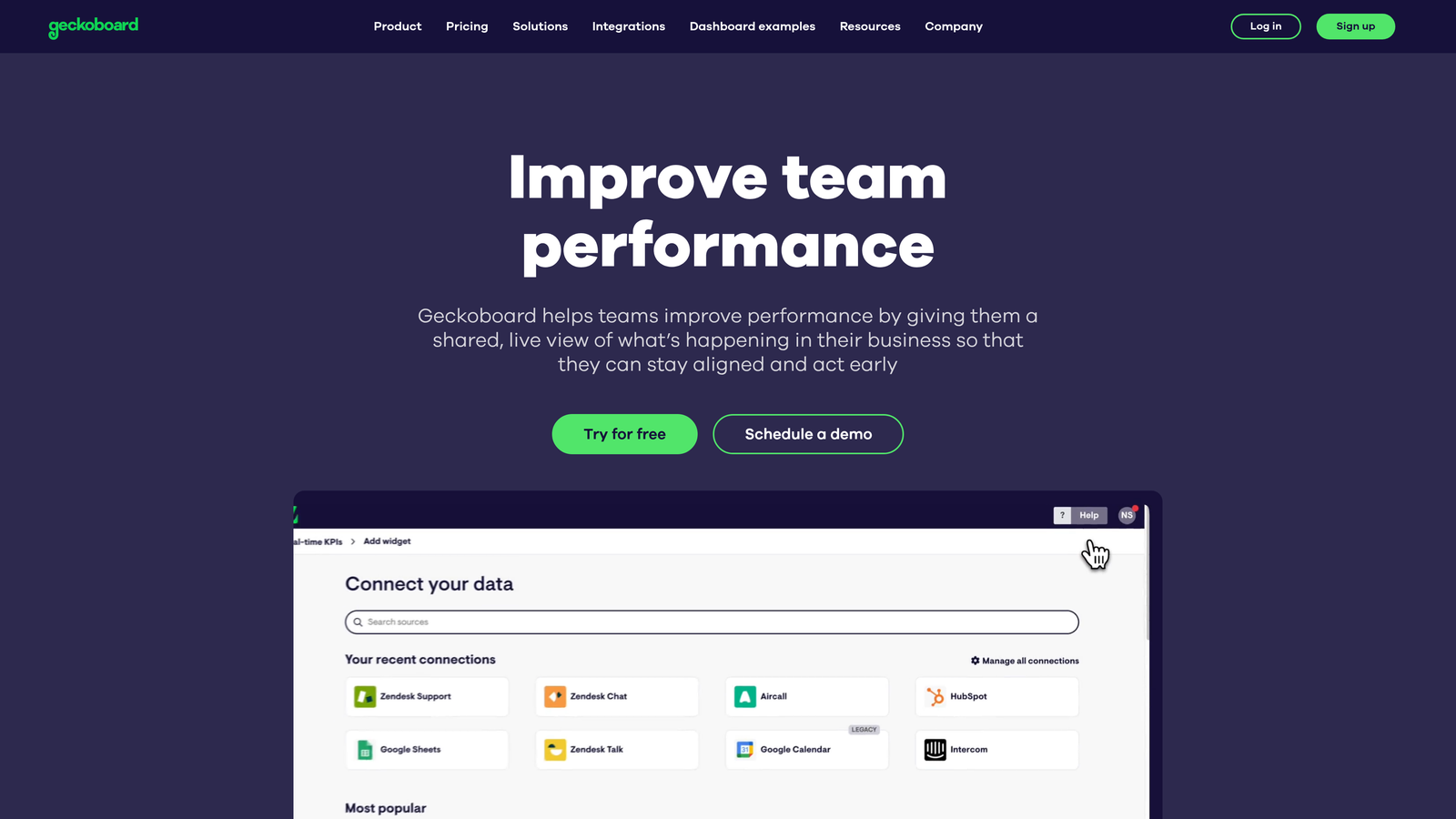 Screenshot of Geckoboard website