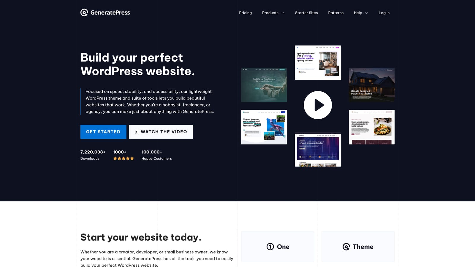 Screenshot of GeneratePress website