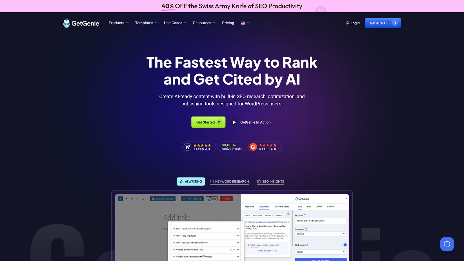 Screenshot of GetGenie AI website