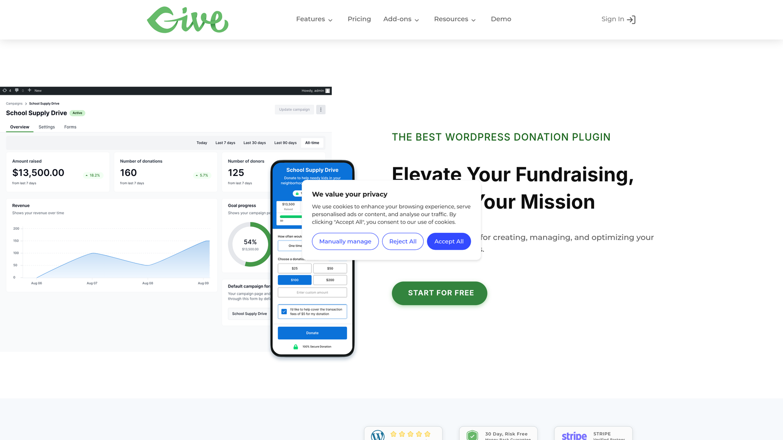 Screenshot of GiveWP website