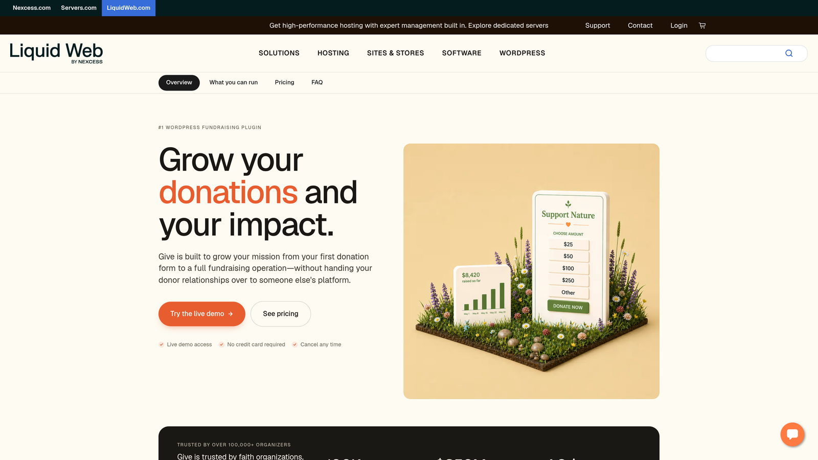Screenshot of GiveWP website