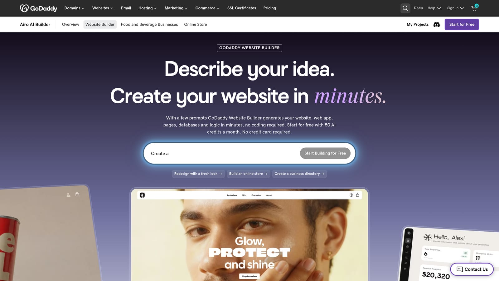 Screenshot of GoDaddy Website Builder website