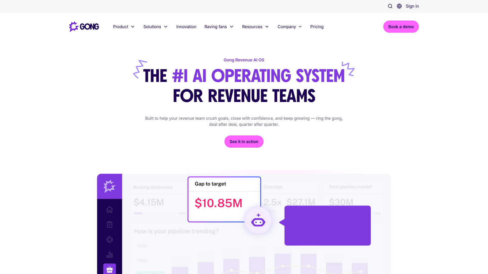 Screenshot of Gong for Customer Success website