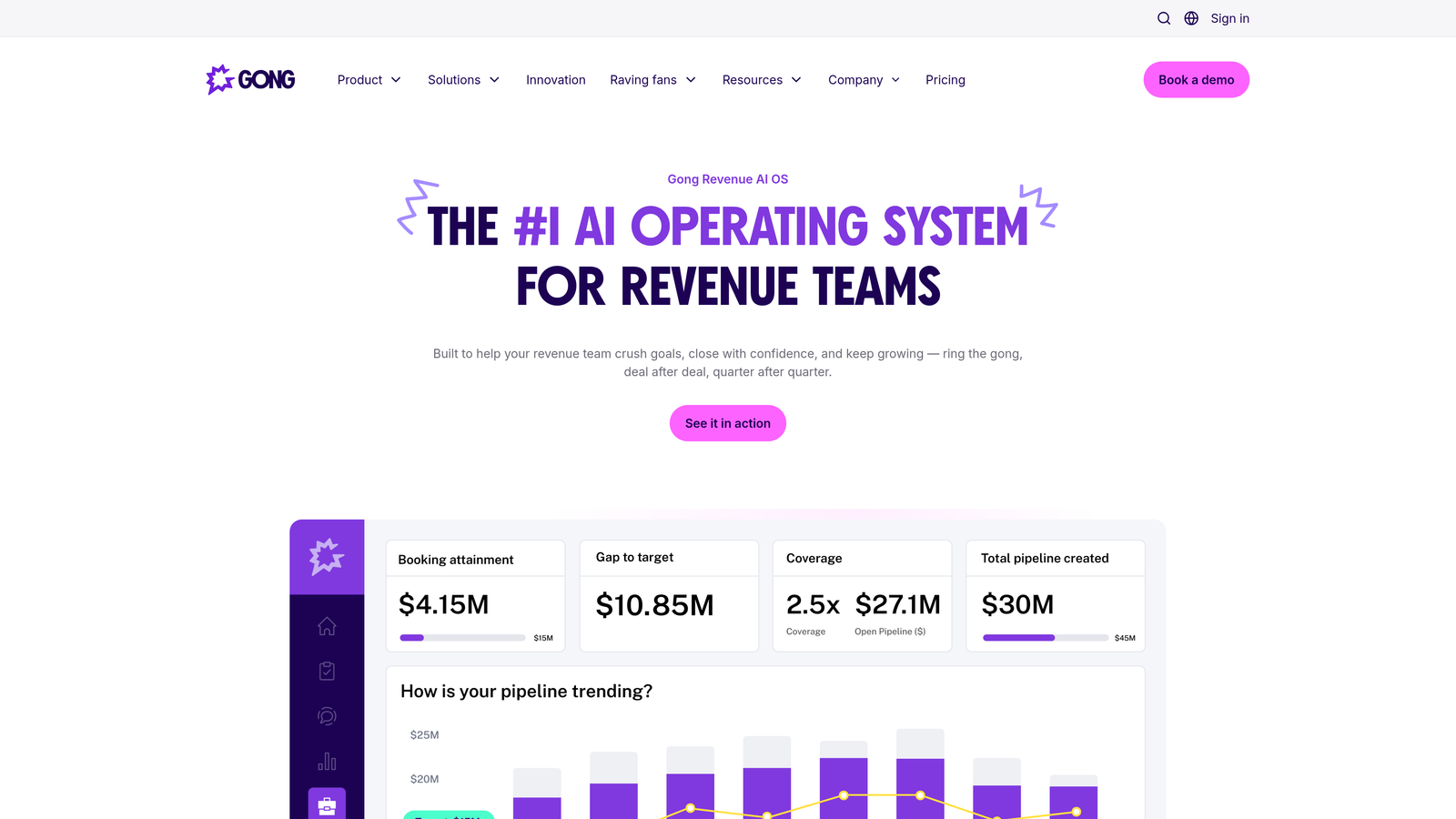 Screenshot of Gong website