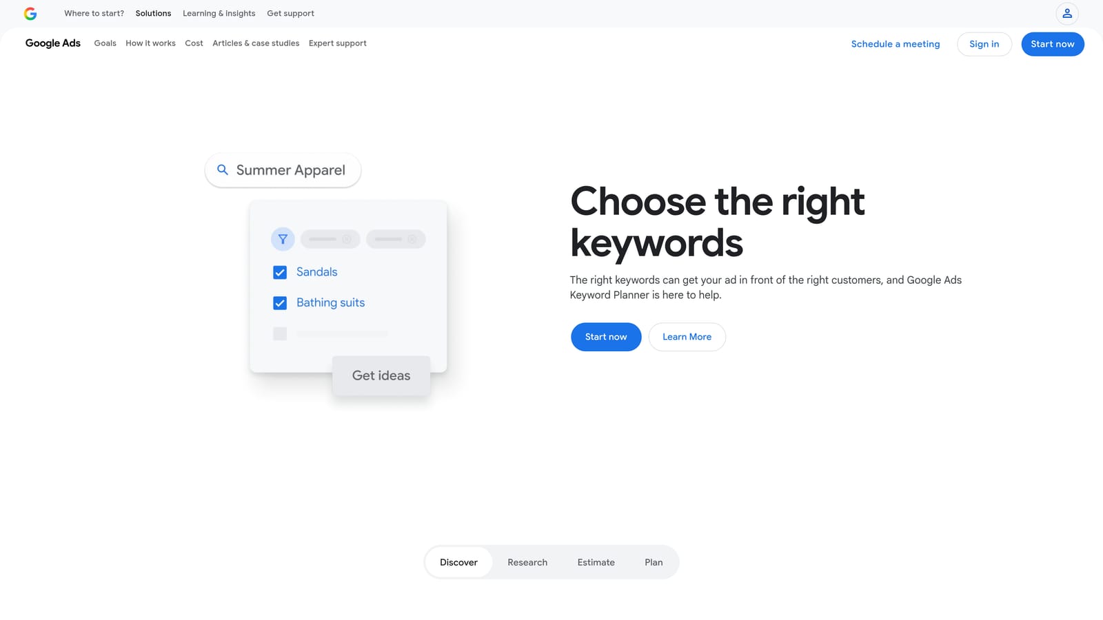 Screenshot of Google Ads Keyword Planner website