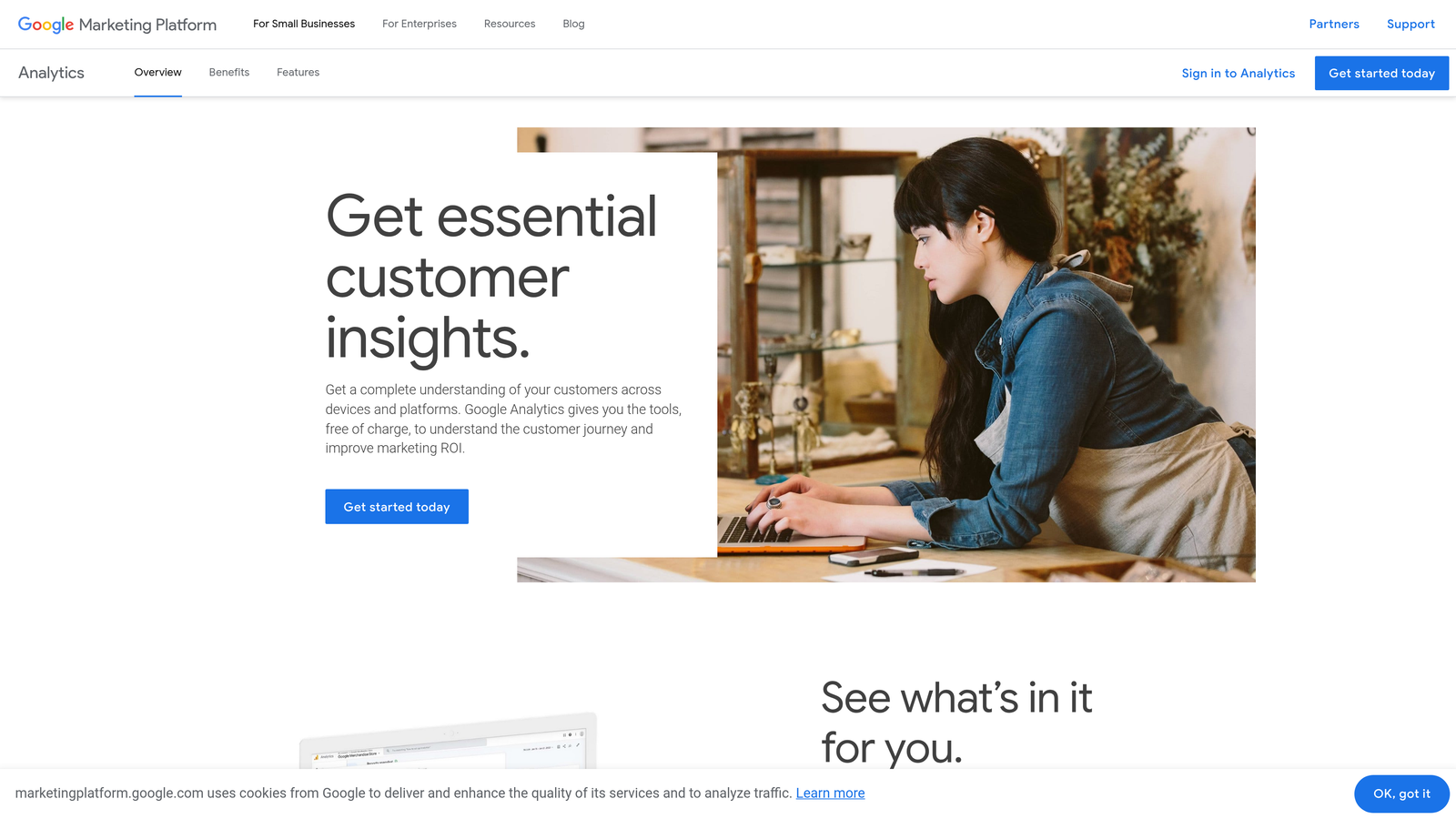 Screenshot of Google Analytics 4 (GA4) website