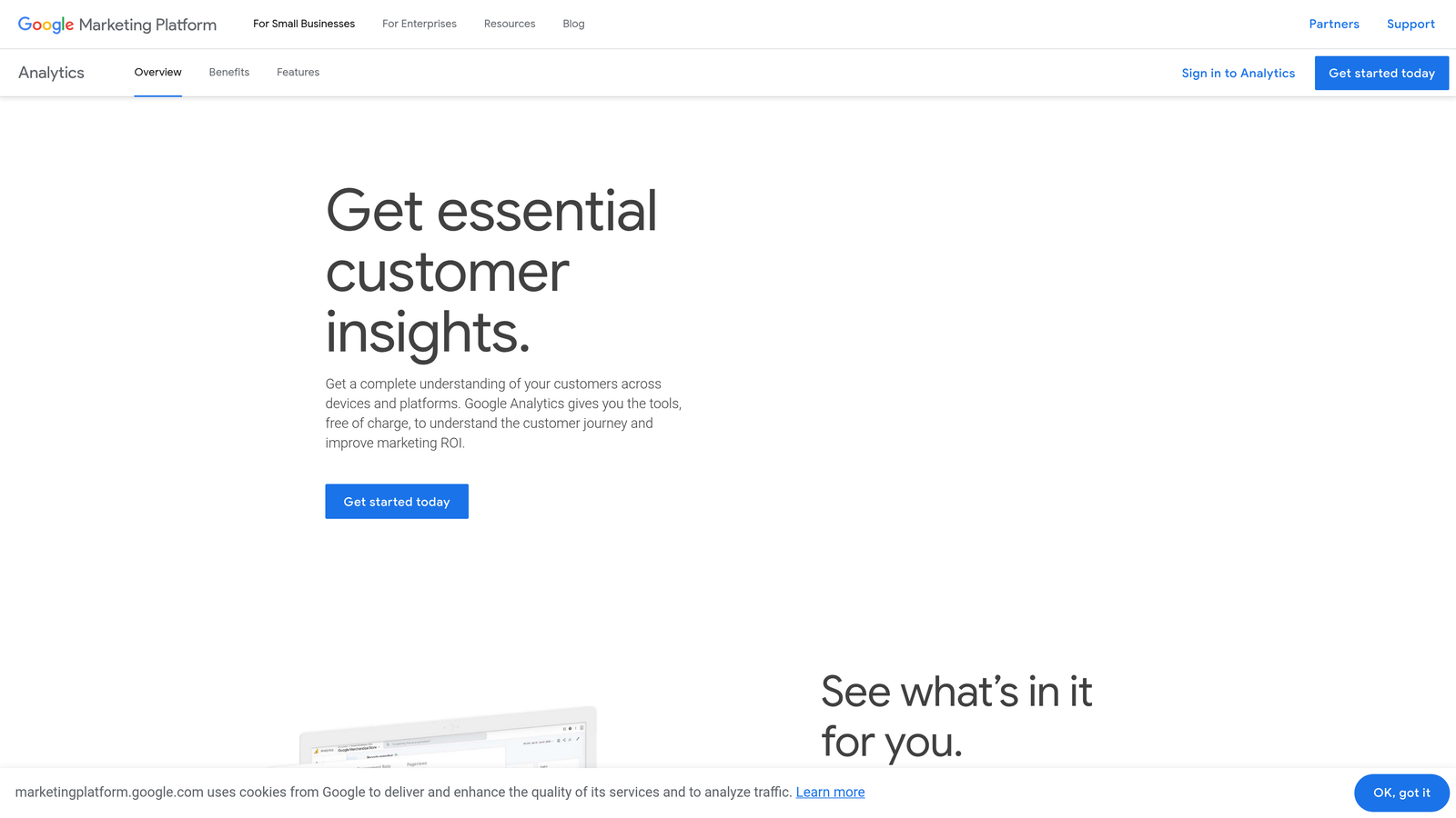 Screenshot of Google Analytics 4 Experiments website