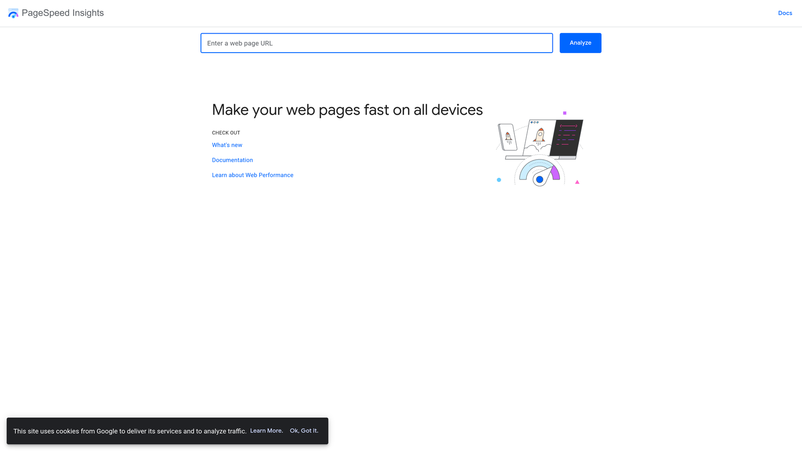 Screenshot of Google PageSpeed Insights website