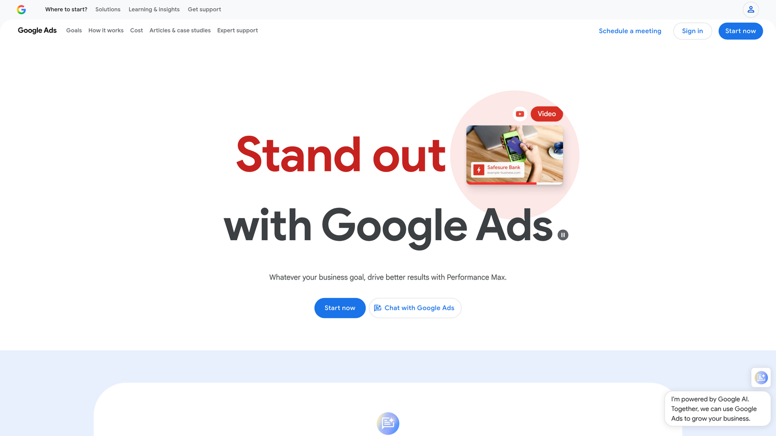 Screenshot of Google Performance Max website