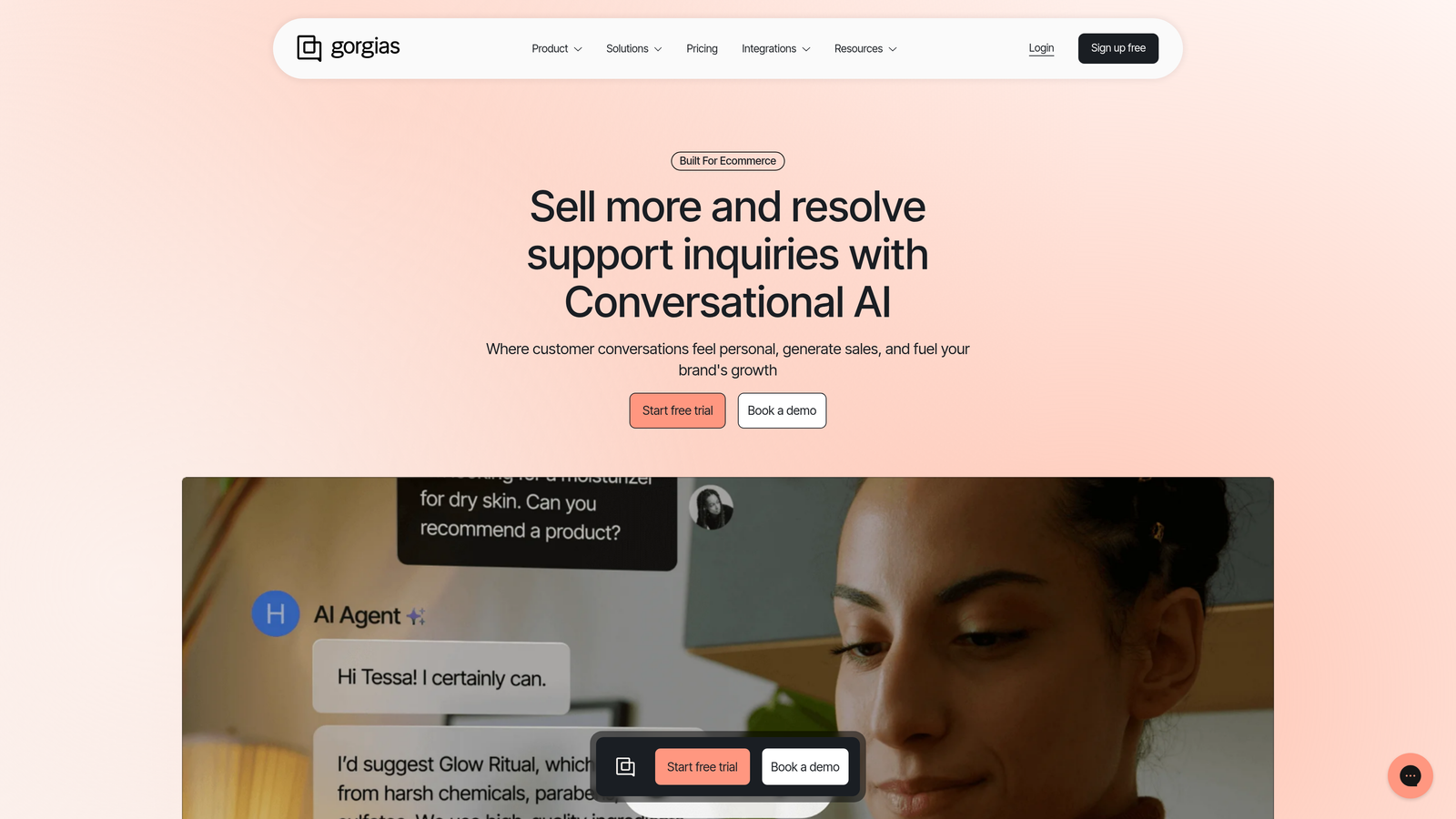 Screenshot of Gorgias website