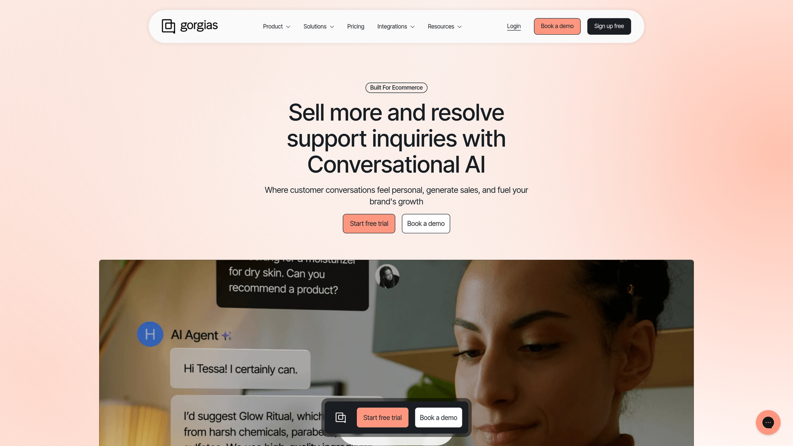 Screenshot of Gorgias website