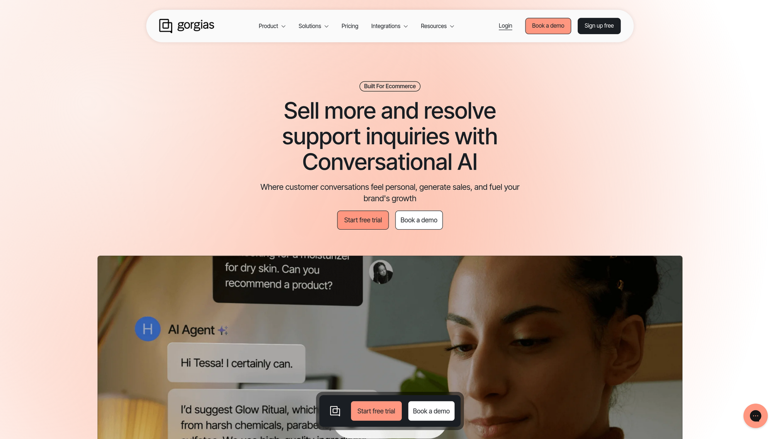 Screenshot of Gorgias website