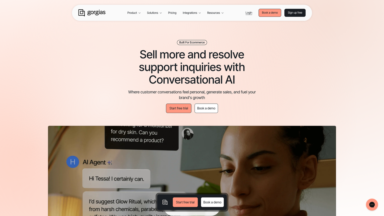 Screenshot of Gorgias website