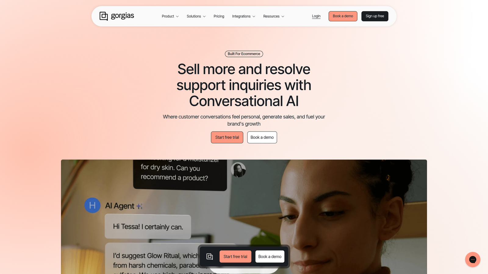 Screenshot of Gorgias website