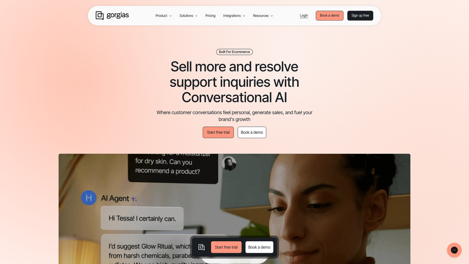 Screenshot of Gorgias website