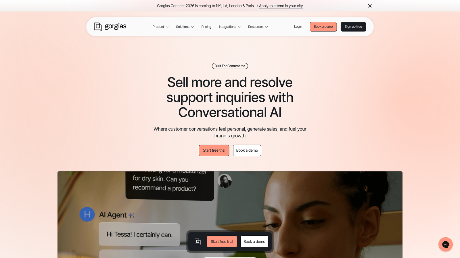 Screenshot of Gorgias website