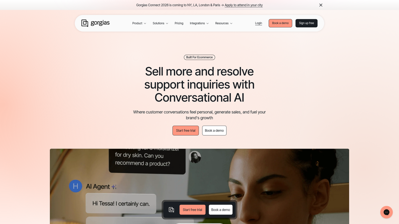 Screenshot of Gorgias website