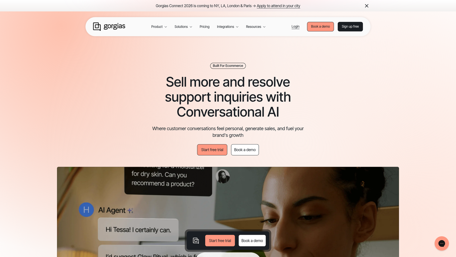 Screenshot of Gorgias website