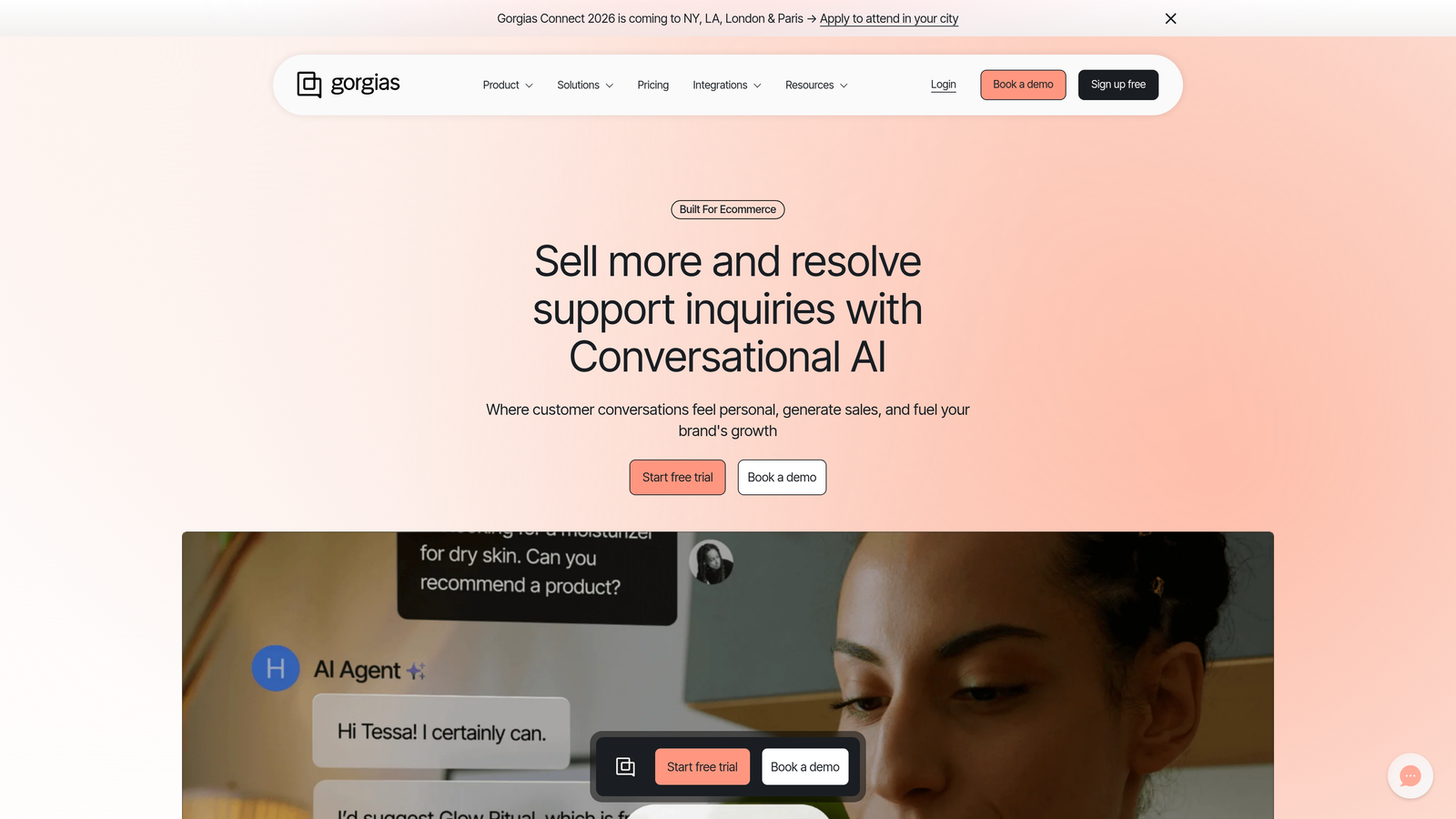 Screenshot of Gorgias website