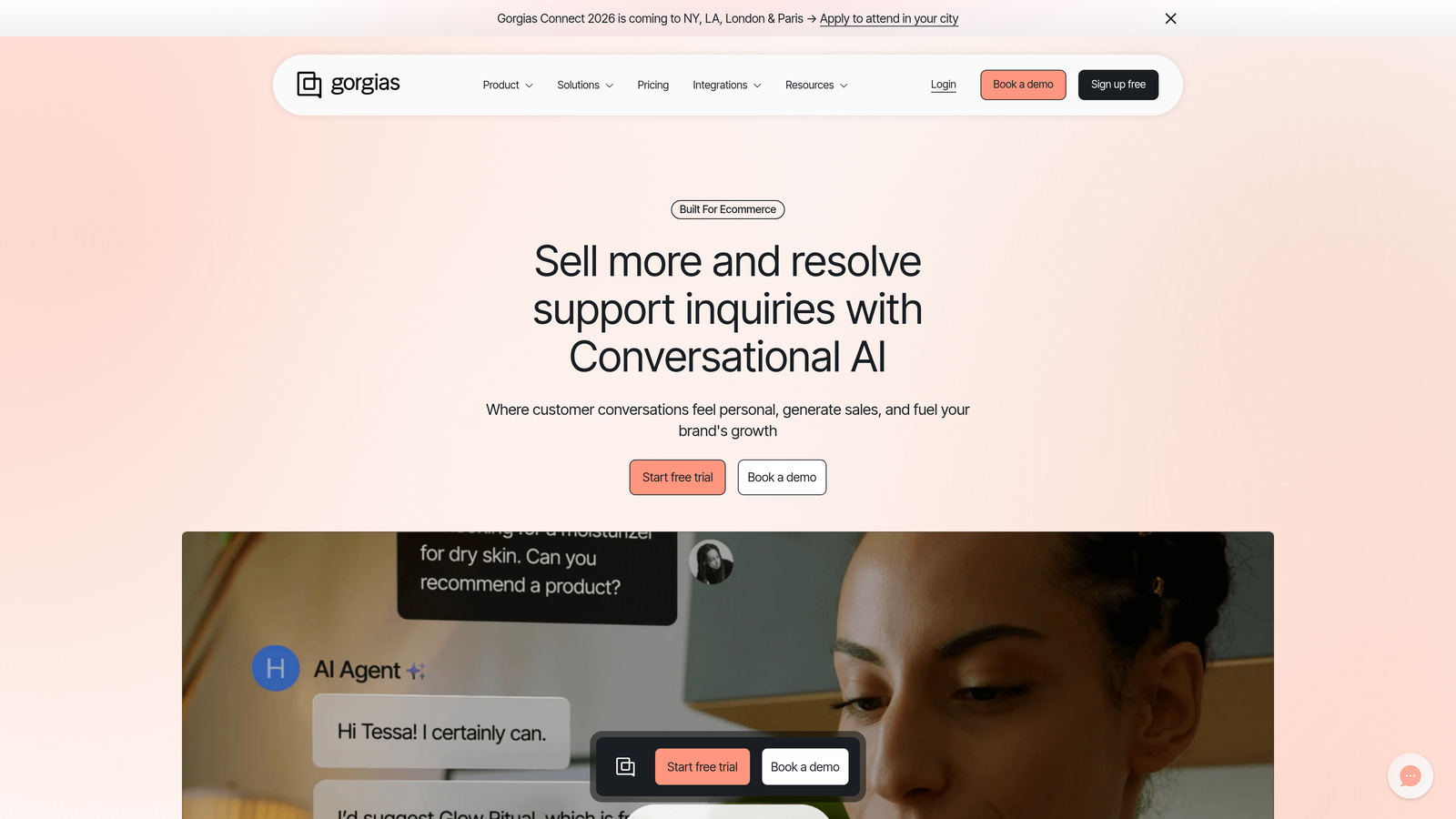 Screenshot of Gorgias website