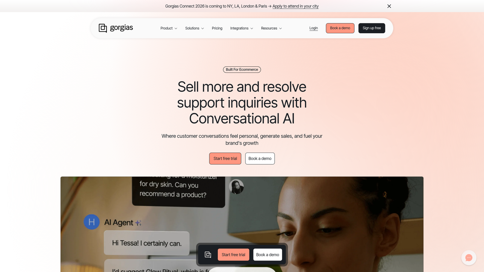 Screenshot of Gorgias website