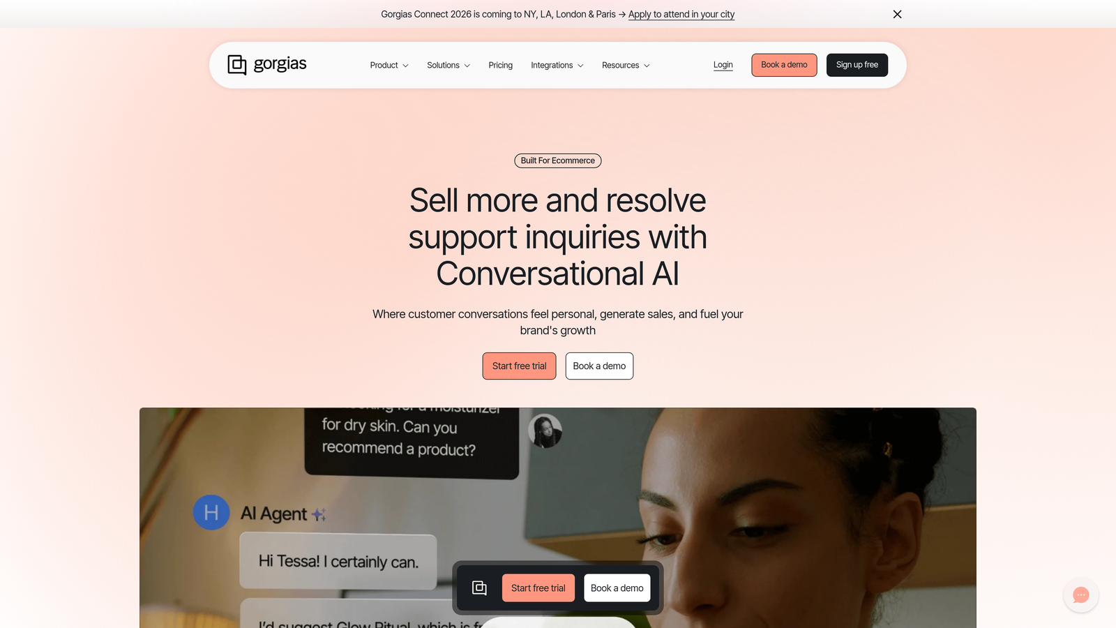 Screenshot of Gorgias website