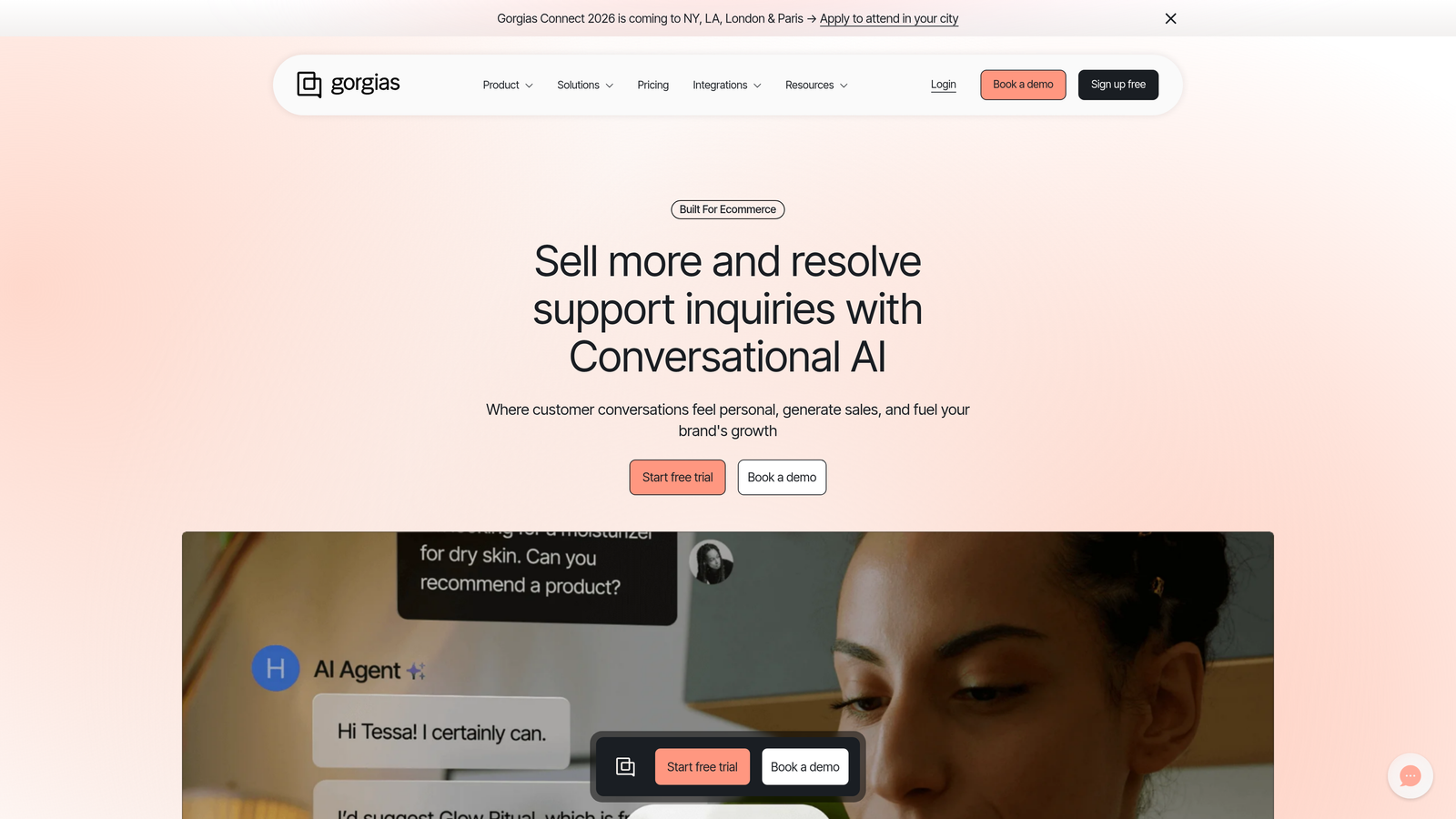 Screenshot of Gorgias website