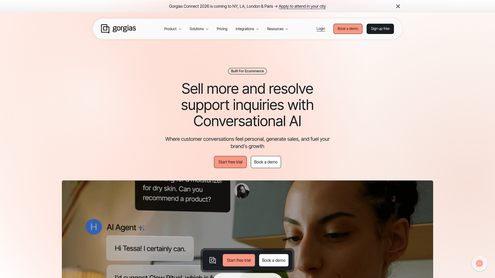 Screenshot of Gorgias website