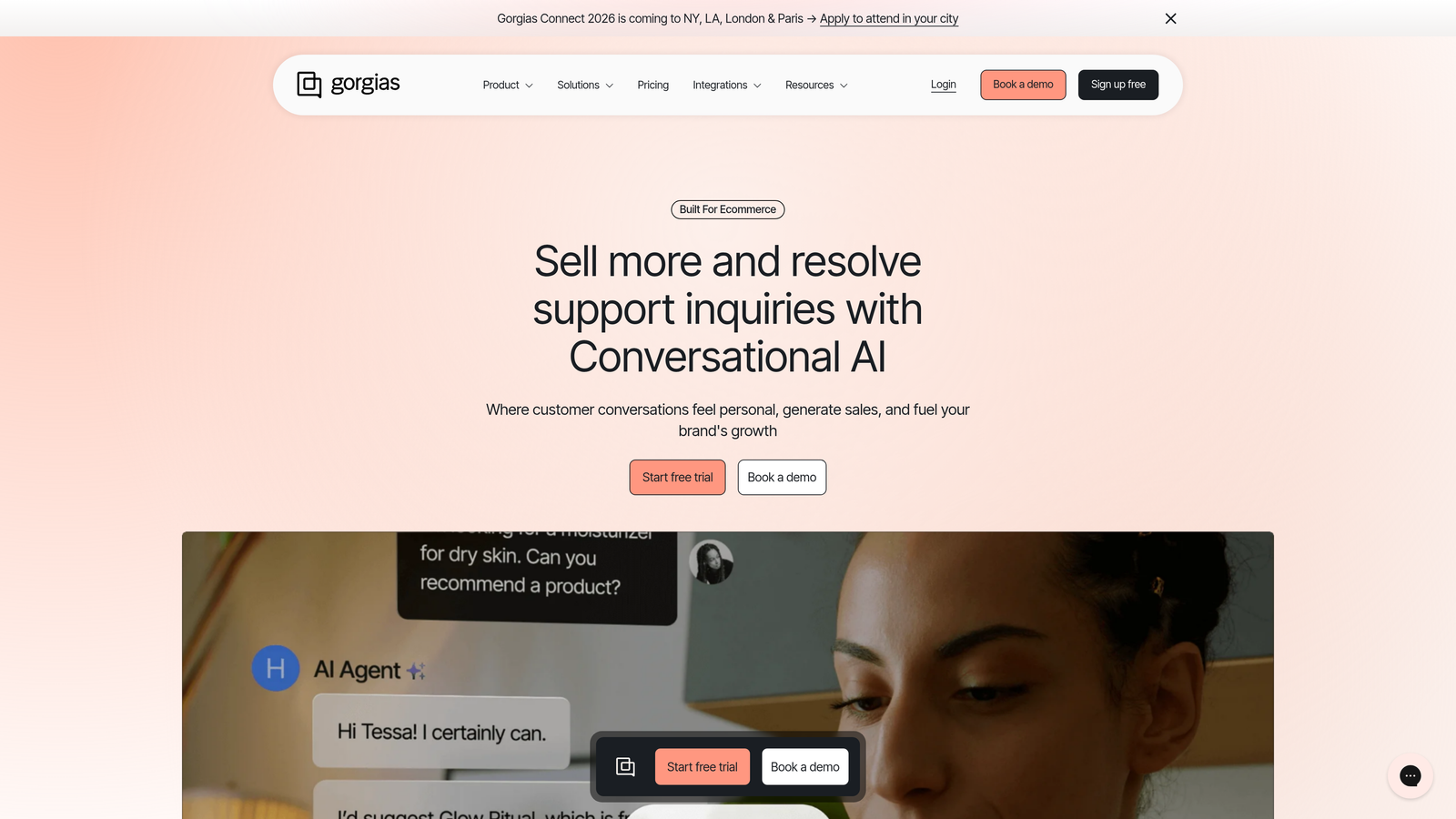 Screenshot of Gorgias website