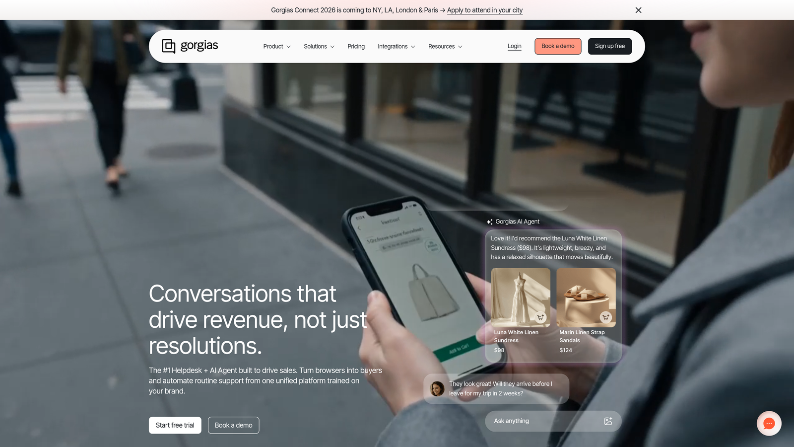 Screenshot of Gorgias website