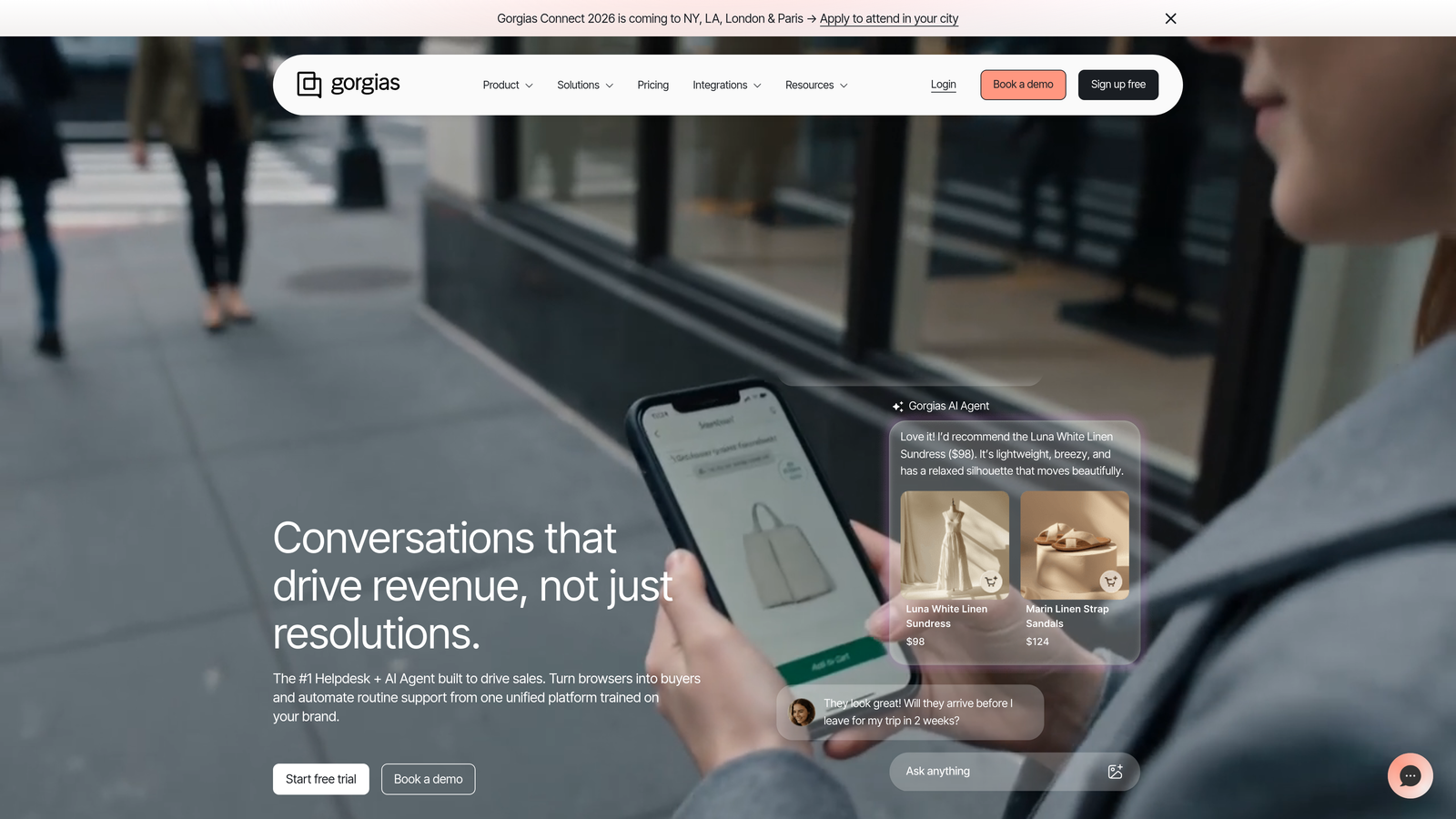 Screenshot of Gorgias website